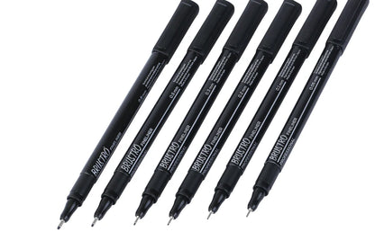Brustro Professional Pigment Based Fineliner Pen Set of 6 different point size Black color (Micron)