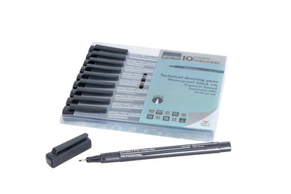 Brustro Professional Pigment Based Fineliner Pen Set of 10 different point size Black color (Micron)