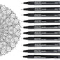 Brustro Professional Pigment Based Fineliner Pen Set of 10 different point size Black color (Micron)