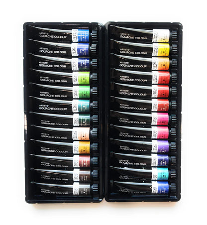 BRUSTRO Artist's Gouache Colour Set of 24 Colors X 12ml Tubes