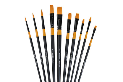 BRUSTRO Artists Gold Taklon Brushes Set of 10