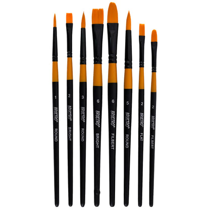 BRUSTRO Gold Taklon Artist Brush Set of 8