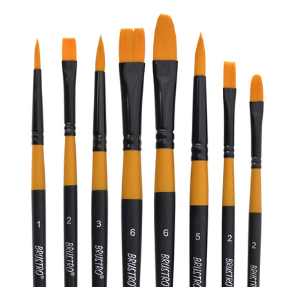 BRUSTRO Gold Taklon Artist Brush Set of 8