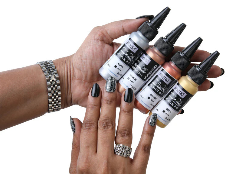 Brustro Acrylic Metallic Calligraphy Ink Set of 4 x 20ml