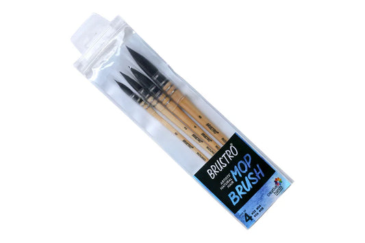 BRUSTRO Artist's Natural Hair MOP Brush | Set of 4 - (0, 2, 4, 8)