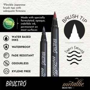 BRUSTRO Metallic Brush Marker Pens Set of 10 Metallic Shades