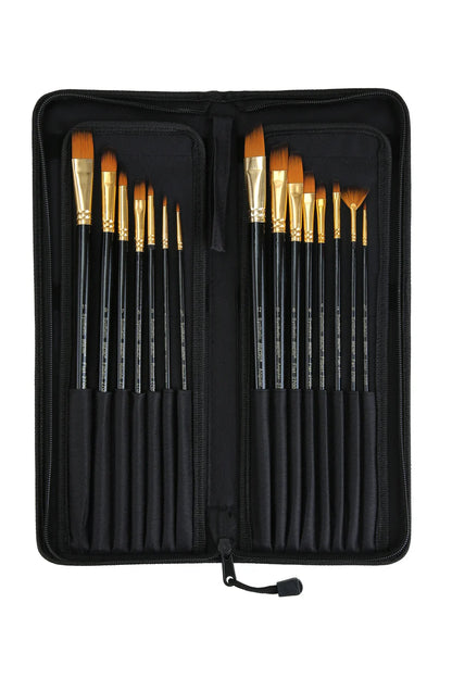 Brustro Studio Paint Brush Set of 15 (for Watercolor, Gouache, Acrylic and Oil Paint)
