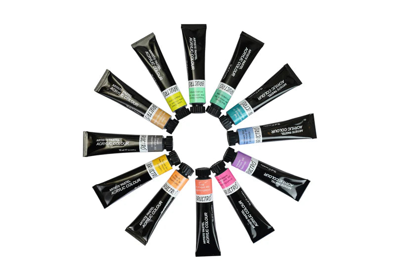 BRUSTRO Artist's Acrylic Pastel Color Set of 12 Colors X 12ml Tubes