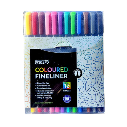 BRUSTRO Coloured Fineliner Set of 12 Assorted Colours 0.4mm