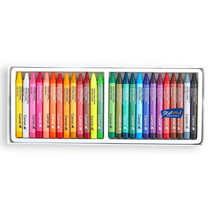 Camel  Wax  Crayons  Assorted  pack  of  26  shades,  Extra  long