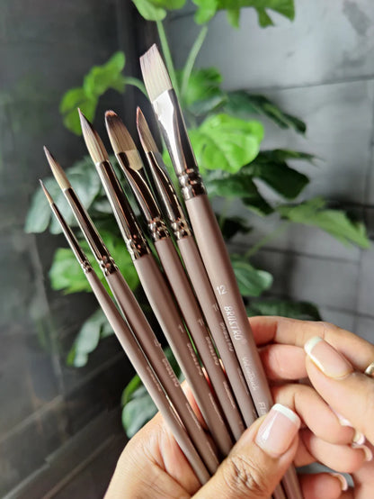 BRUSTRO VelveTouch Artist Brushes Set of 6 for Gouache, Acrylics, Watercolor, and Oil Painting