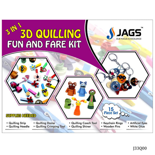 Jags 3in1 3D Quilling Fun And Fare Kit J33Q00