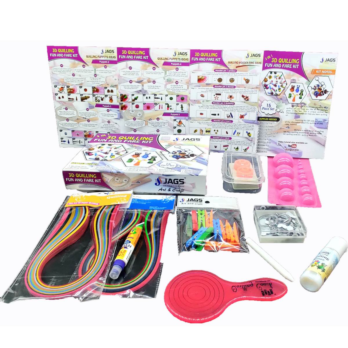Jags 3in1 3D Quilling Fun And Fare Kit J33Q00