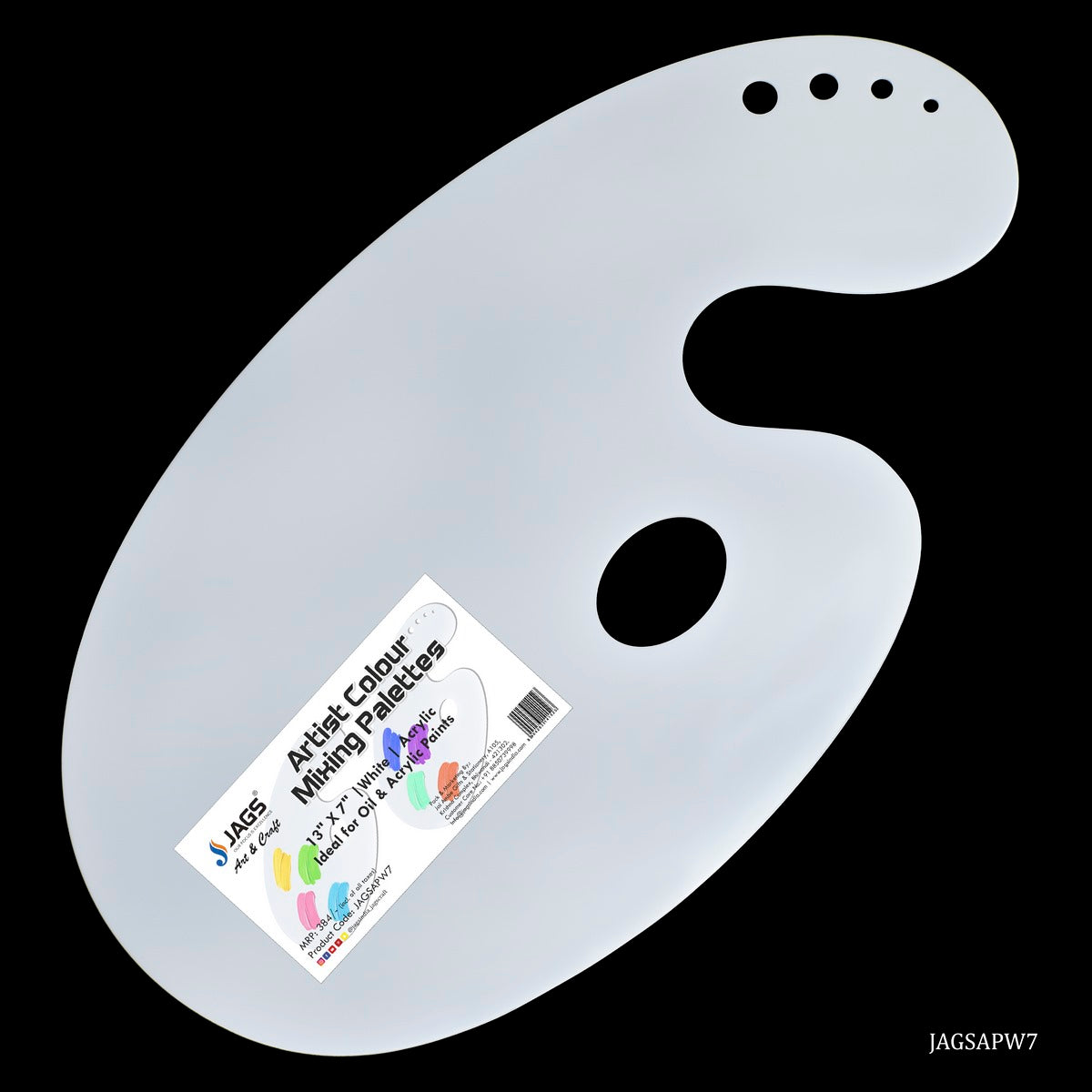 Acrylic Palette White Oval Small 13X7 JAGSAPW7