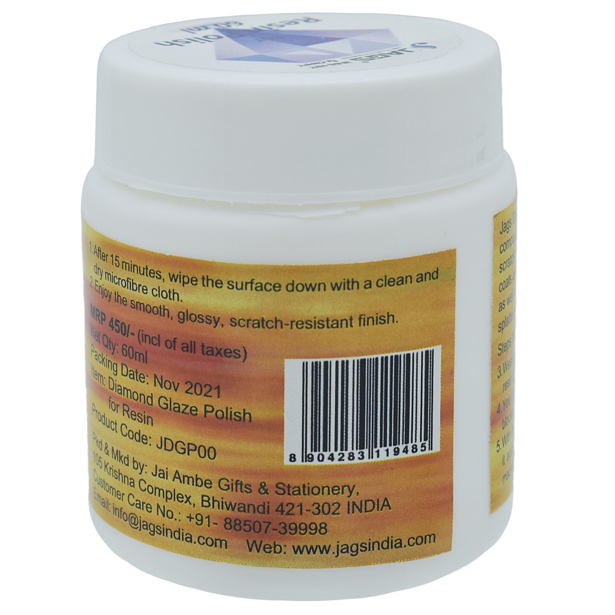 Jags Diamond Glaze Polish for Resin 60ML JDGP00