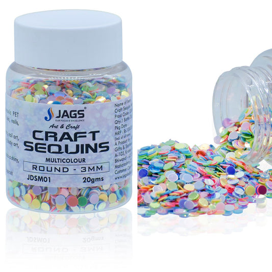 Jags Craft Sequins Multi Colour 20GMS Round 3MM JDSM01