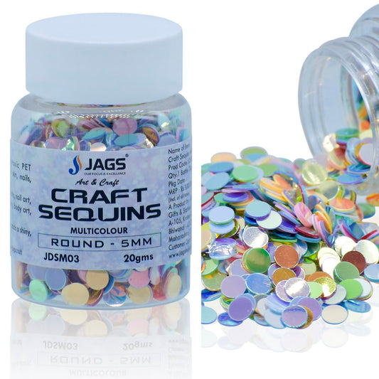 Jags Craft Sequins Multi Colour 20GMS Round 5MM JDSM03