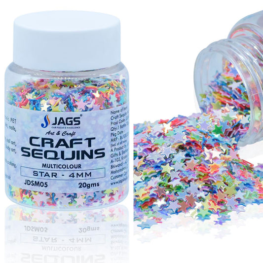 Jags Craft Sequins Multi Colour 20GMS Star 4MM JDSM05