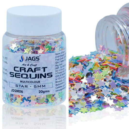 Jags Craft Sequins Multi Colour 20GMS Star 5MM JDSM06