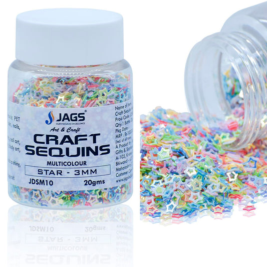 Jags Craft Sequins Multi Colour 20GMS Star 3MM JDSM10