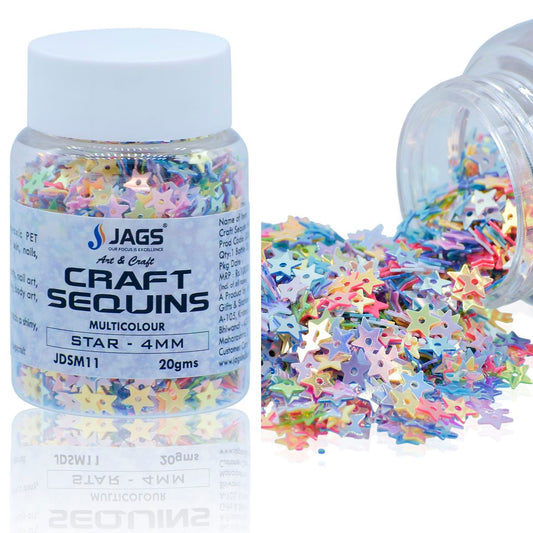 Jags Craft Sequins Multi Colour 20GMS Star 4MM JDSM11