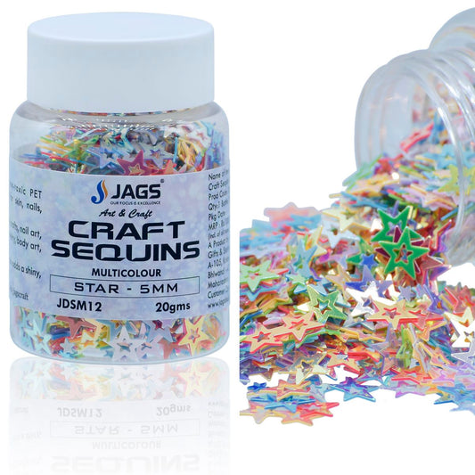 Jags Craft Sequins Multi Colour 20GMS Star 5MM JDSM12