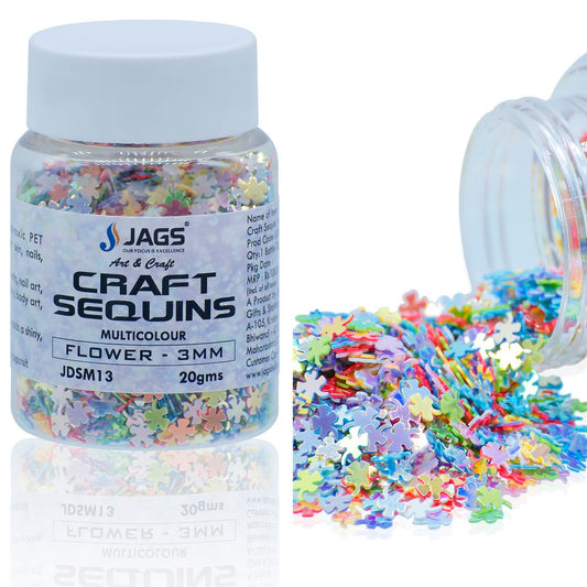 Jags Craft Sequins Multi Colour 20GMS Flower 3MM JDSM13