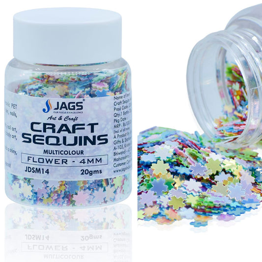 Jags Craft Sequins Multi Colour 20GMS Flower 4MM JDSM14