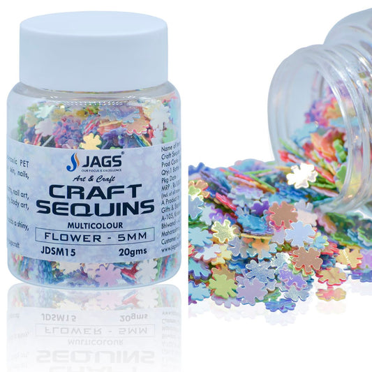 Jags Craft Sequins Multi Colour 20GMS Flower 5MM JDSM15