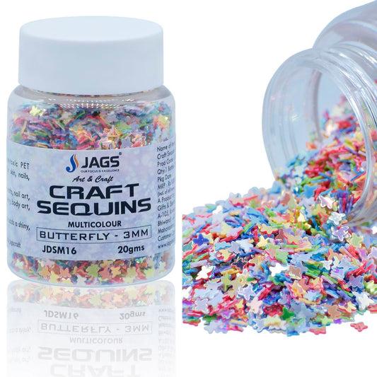 Jags Craft Sequins Multi Colour 20GMS Butterfly 3MM JDSM16