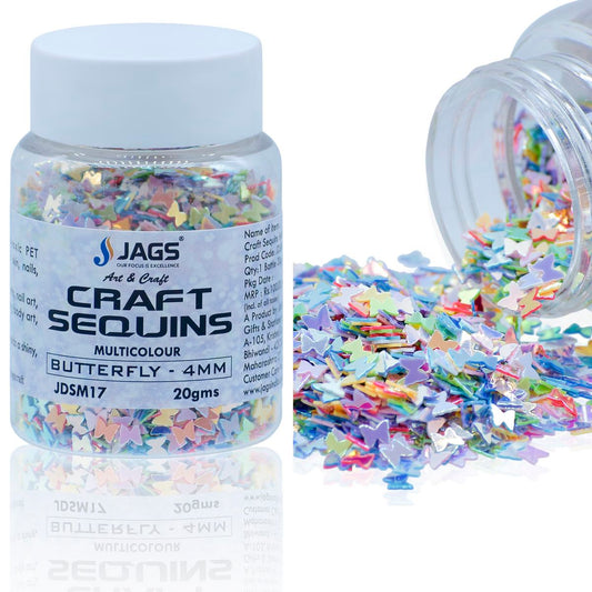 Jags Craft Sequins Multi Colour 20GMS Butterfly 4MM JDSM17