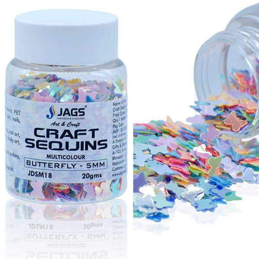 Jags Craft Sequins Multi Colour 20GMS Butterfly 5MM JDSM18