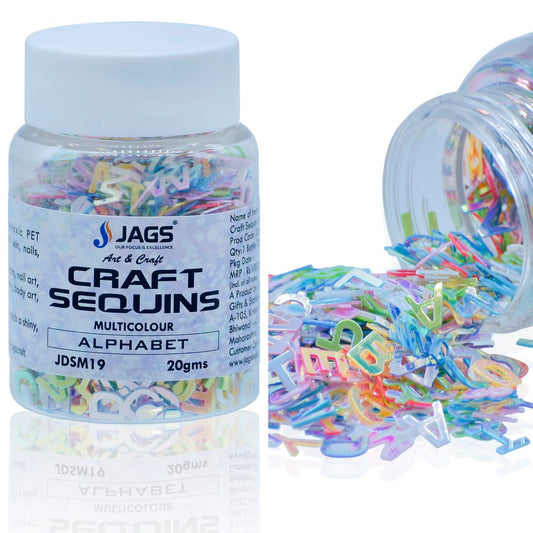 Jags Craft Sequins Multi Colour 20GMS Alphabet 6MM JDSM19