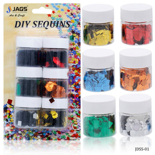 Jags Diy Sequins Square 6 Color Pack (1No) 30Gsm JDSS-01