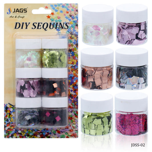 Jags Diy Sequins Square 6 Color Pack (2No) 30Gsm JDSS-02
