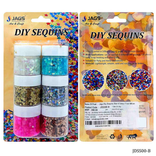 Jags Diy Sequins Star 6 Colour Pack 60Gsm JDSS00-B