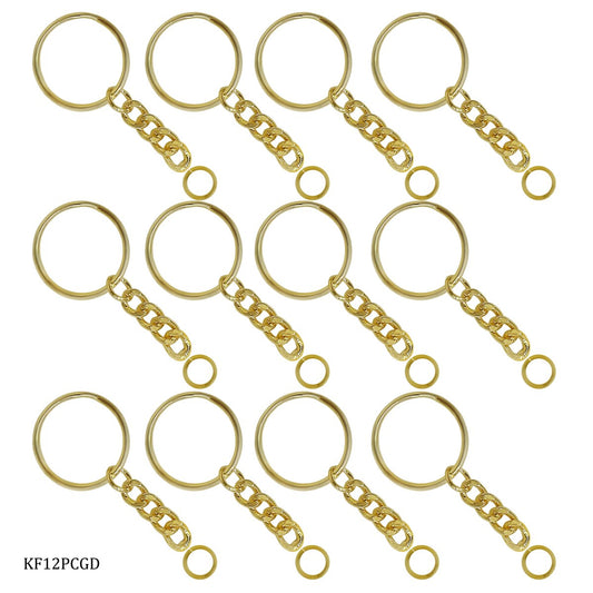 Key Chain Fitting Gold 12Pcs KF12PCGD