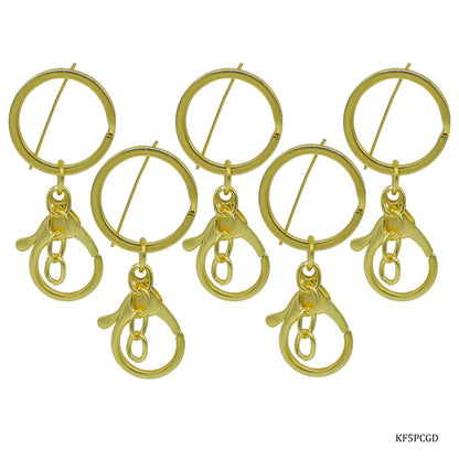 Key Chain Fitting Gold With Hook 5Pcs KF5PCGD