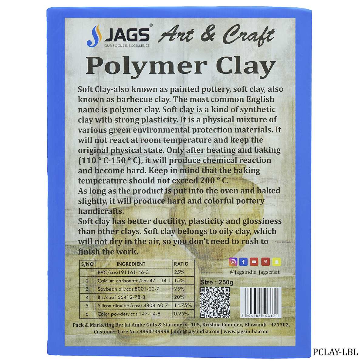 Polymer Clay 250gm Light Blue PCLAY-LBL