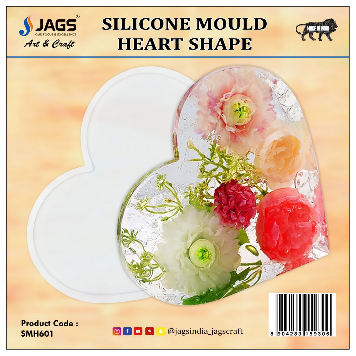 Silicone Mould Heart 10MM Deep 6 Inch SMH601