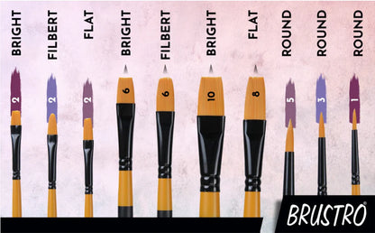 BRUSTRO Artists Gold Taklon Brushes Set of 10