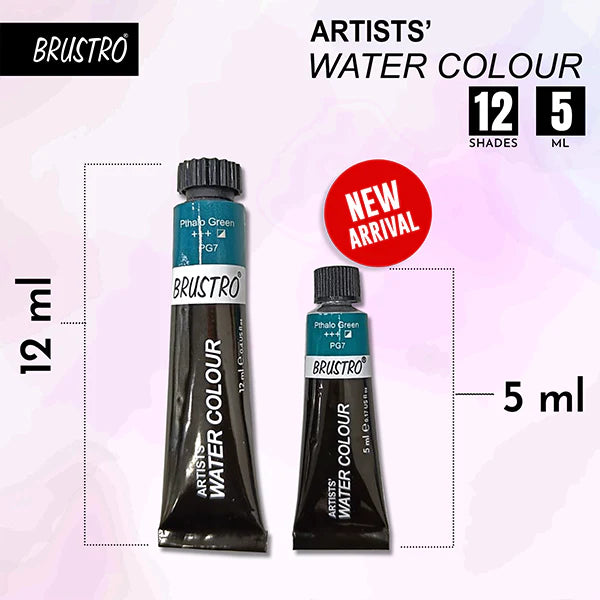 BRUSTRO Artist's Watercolour Paint | Set of 12 Colours X 5ML Tubes