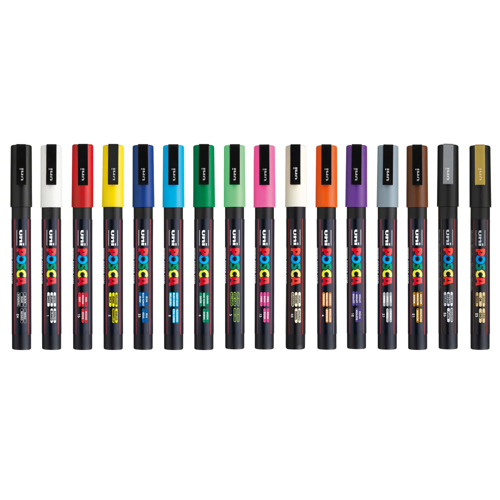 uni® POSCA® PC-3M, Water-Based Paint Markers (16 Pack)